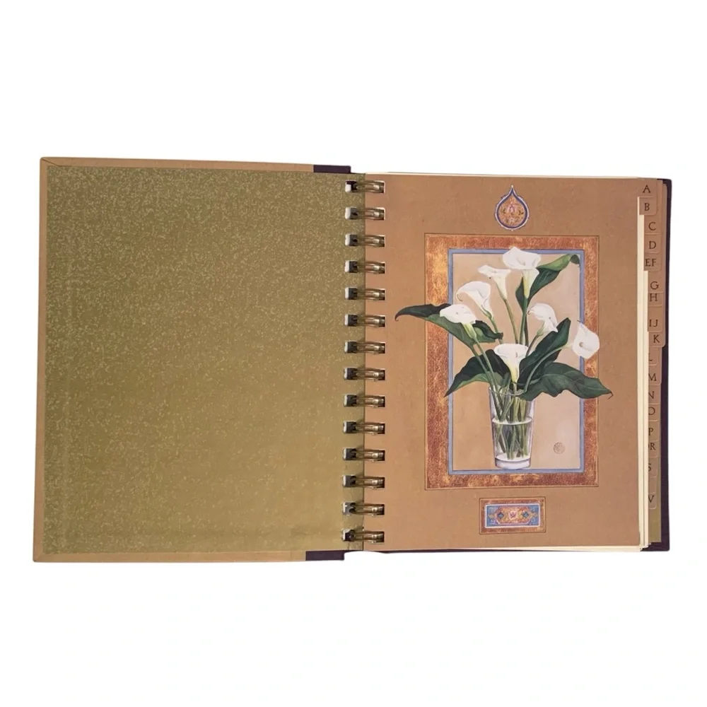 Floral Hardcover Address Guest Book with Purple and Gold Accents